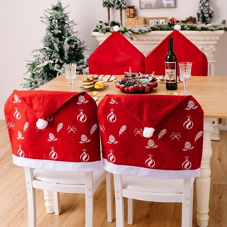 Tenrany Home Red Christmas Chair Back Covers Decorations Red Set of 6 Santa Claus Hat Xmas Chair Seat Slip cover for Christmas Dining Room Kitchen Party Decoration Ornament 