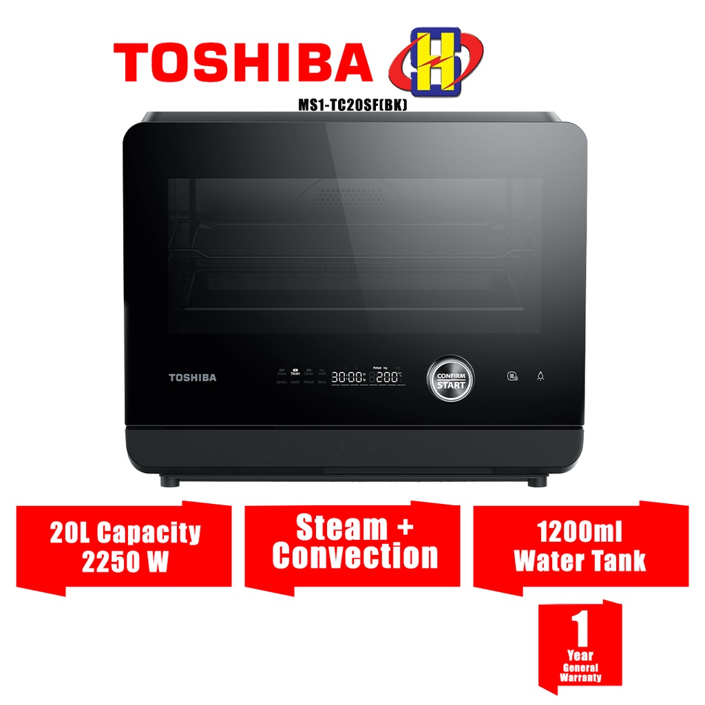 Toshiba Steam Oven (20L/2250W) 3 Steaming Mode Oven MS1TC20SF(BK