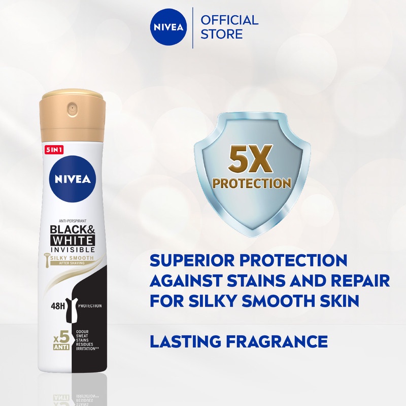 NIVEA Female Deodorant Spray - Black & Bright Silky Smooth/ No stain ...