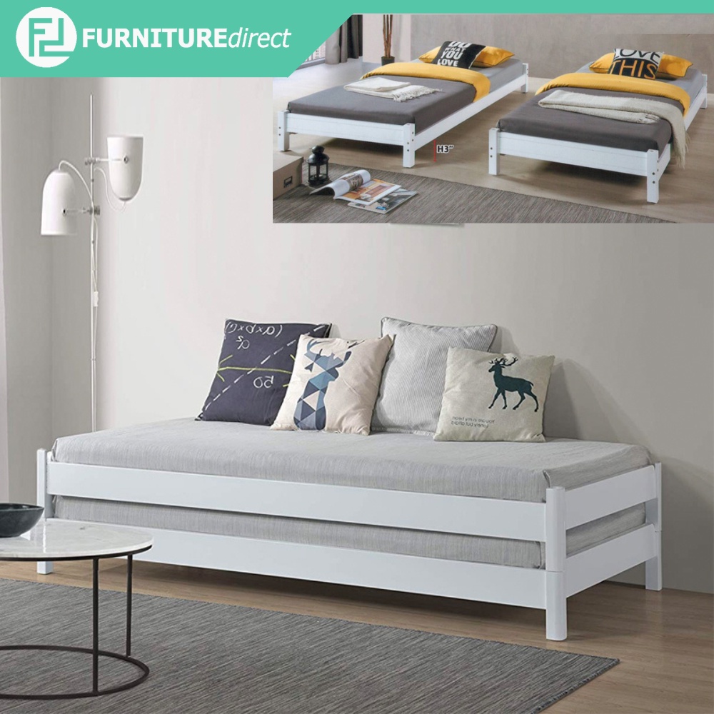 Furniture Direct UTAH Stackable Single Size Wooden Bed FrameWhite