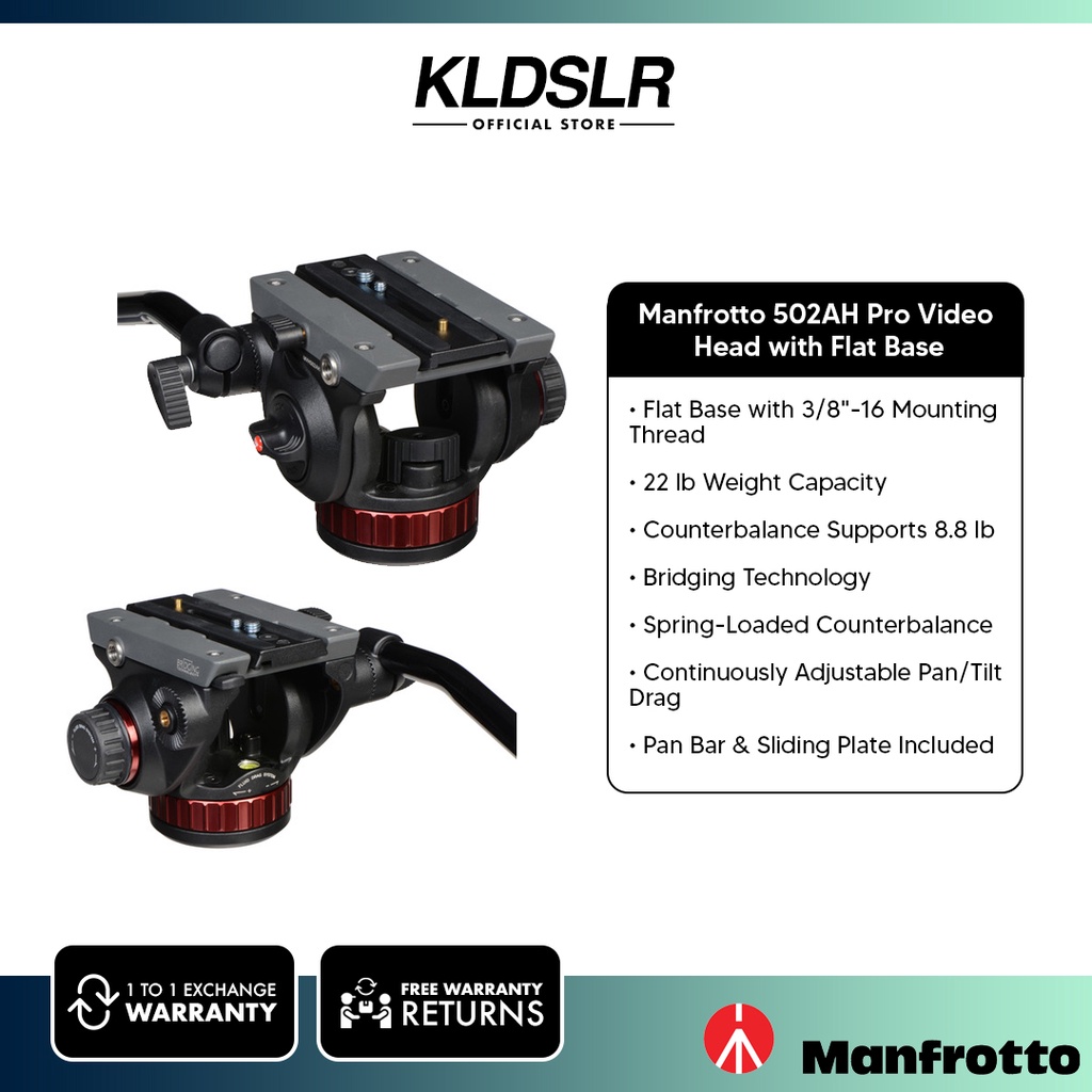 Manfrotto 502AH Pro Video Head with Flat Base Shopee Malaysia