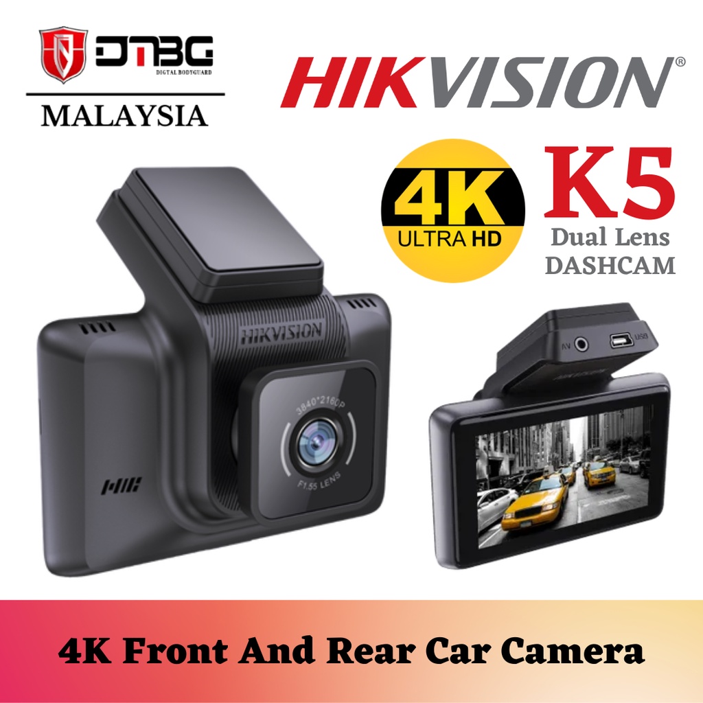 Hikvision K5 Dash Cam Car 4K Ultra-Clear Front & Rear With Touch Screen ...