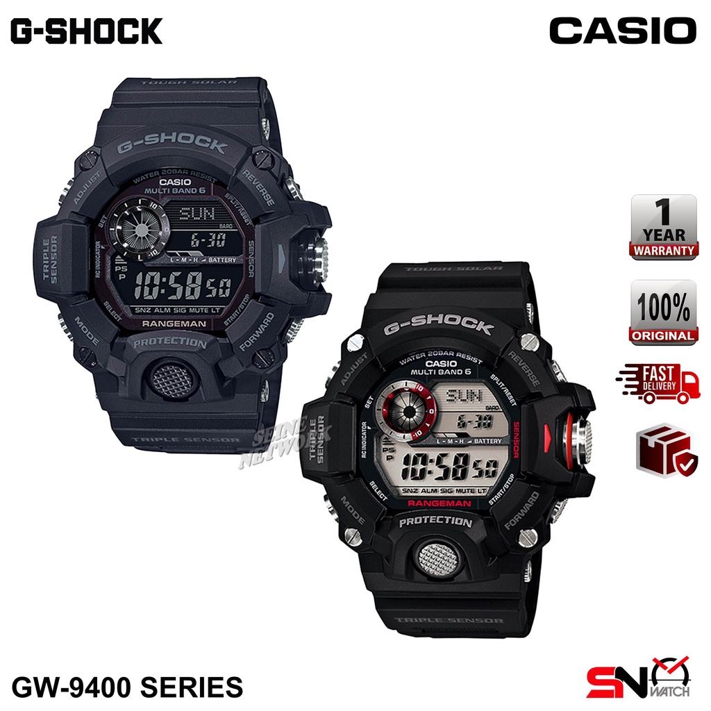 Casio G Shock Gw Gw Rangeman Series Triple Sensor Tough Solar Digital Black Resin Band Men