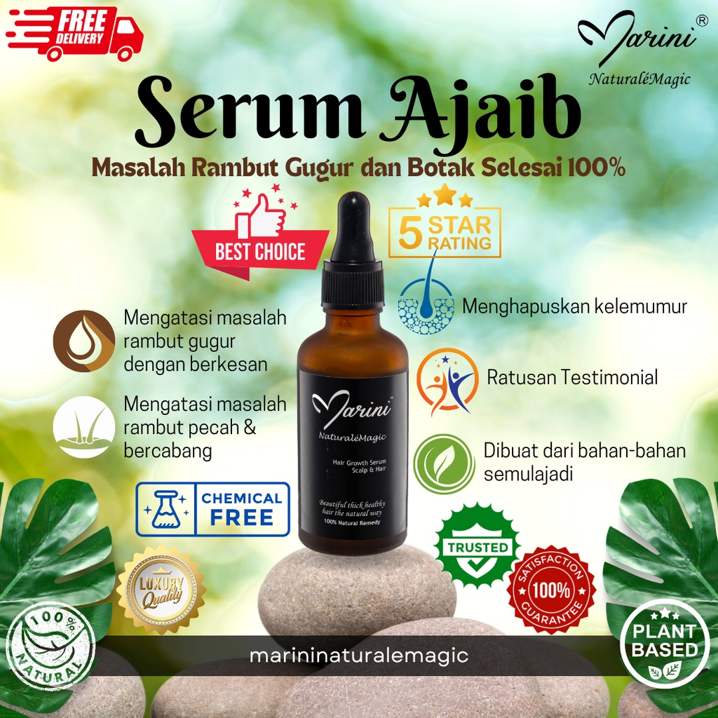Marini Naturalemagic Hair Growth Serum(50ml)/Serum Pelebat Rambut/Anti ...