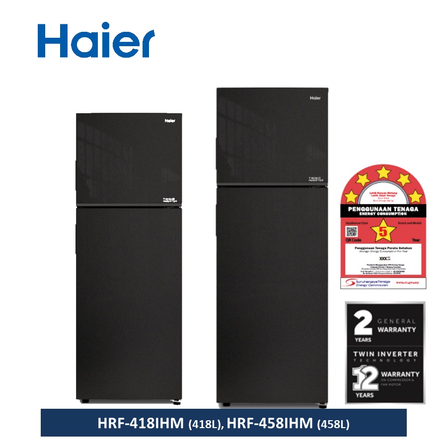 5 Star Energy Saving Haier 418L/458L 2 Door Refrigerator Twin Inverter