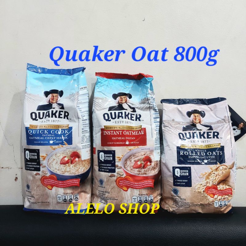 MERAH Oatmeal Quaker quick cook Instant rolled oat 800 gr oat Whole oats Blue Red Cereal