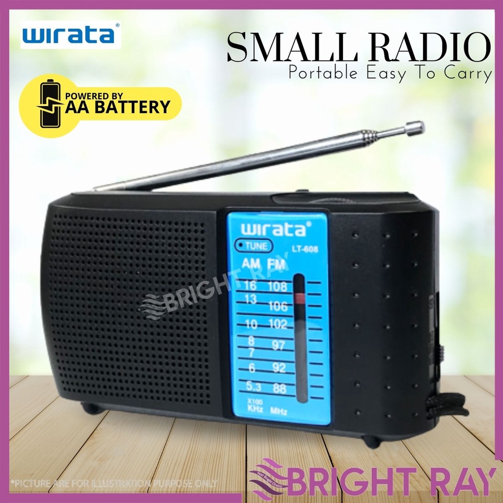 WIRATA Portable Radio Mini FM AM Loud Speaker Small Radio Kecil Murah Radio Camping AA Battery Operated Headphone Jack