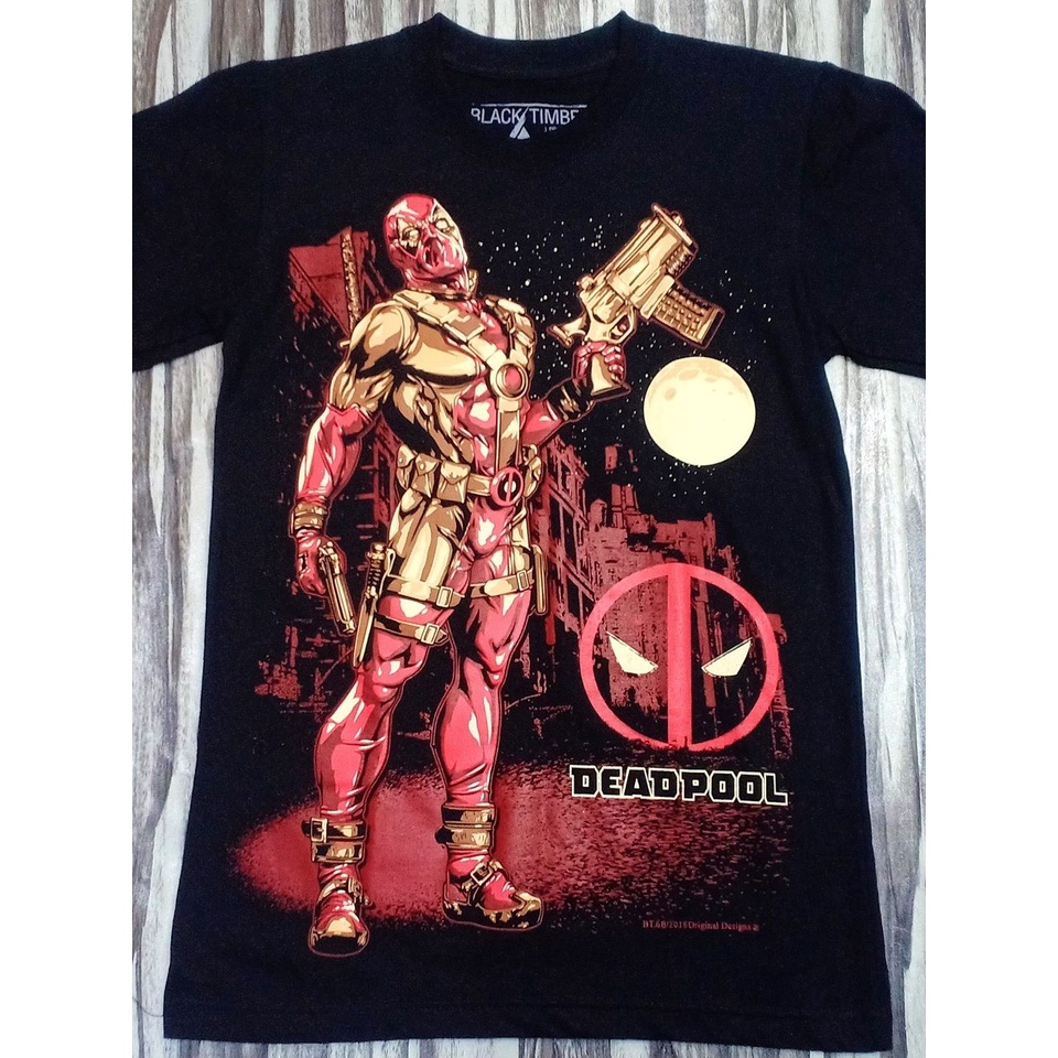 BT68 DEADPOOL FULL MOON AMERICAN SUPERHERO MARVEL COMIC MOVIE RYAN REYNOLDS TRIBUTE ORIGINAL BLACK TIMBER COTTON T-SHIRT