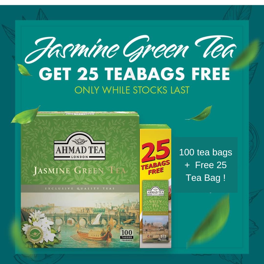 Ahmad Green Tea Jasmine Earl Grey English Breakfast Teh Hijau 100 Bags Weight Management Jasmine