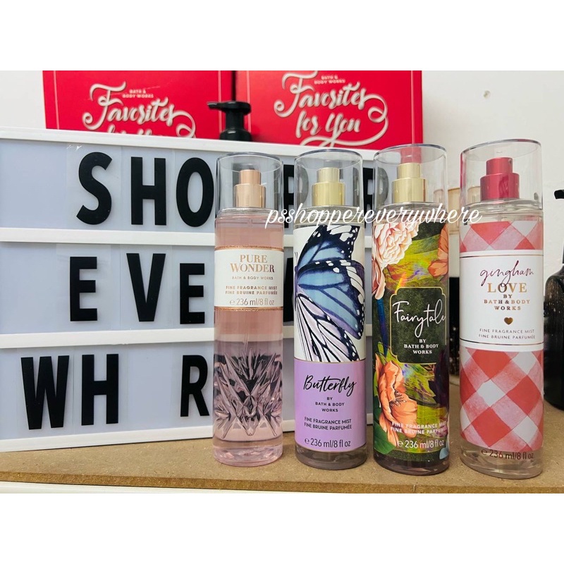 BATH AND BODY WORKS FRAGRANCE MIST 236ML ( Original from Boutique ) Butterfly , fairytale , Pure Wonder , Gingham Love