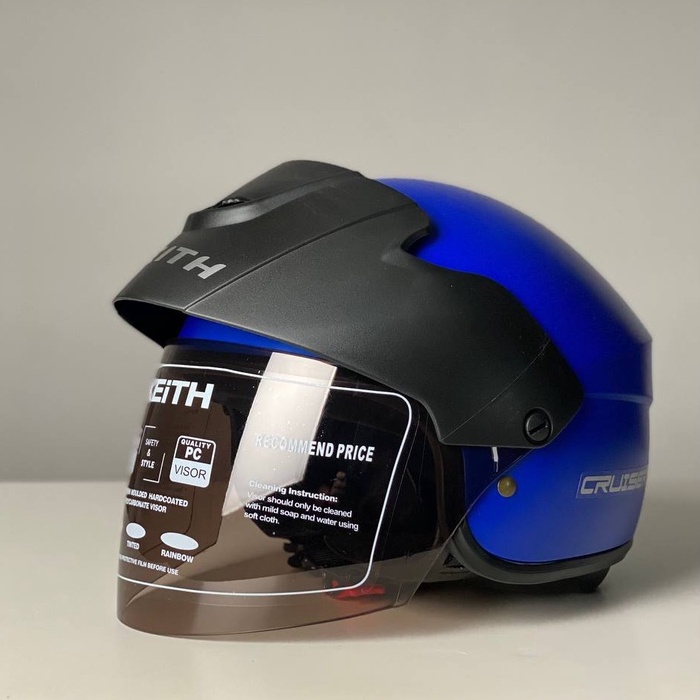 Keith KH Cruiser Matt Blue V3.0 New Model Helmet FREE SMOKE VISOR SGV