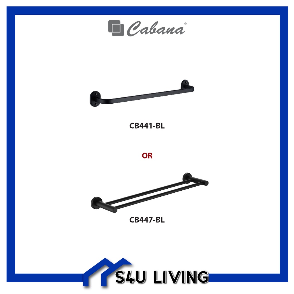 CABANA CB441BL Single Or Double Towel Bar 30 Inch 75cm Matt Black
