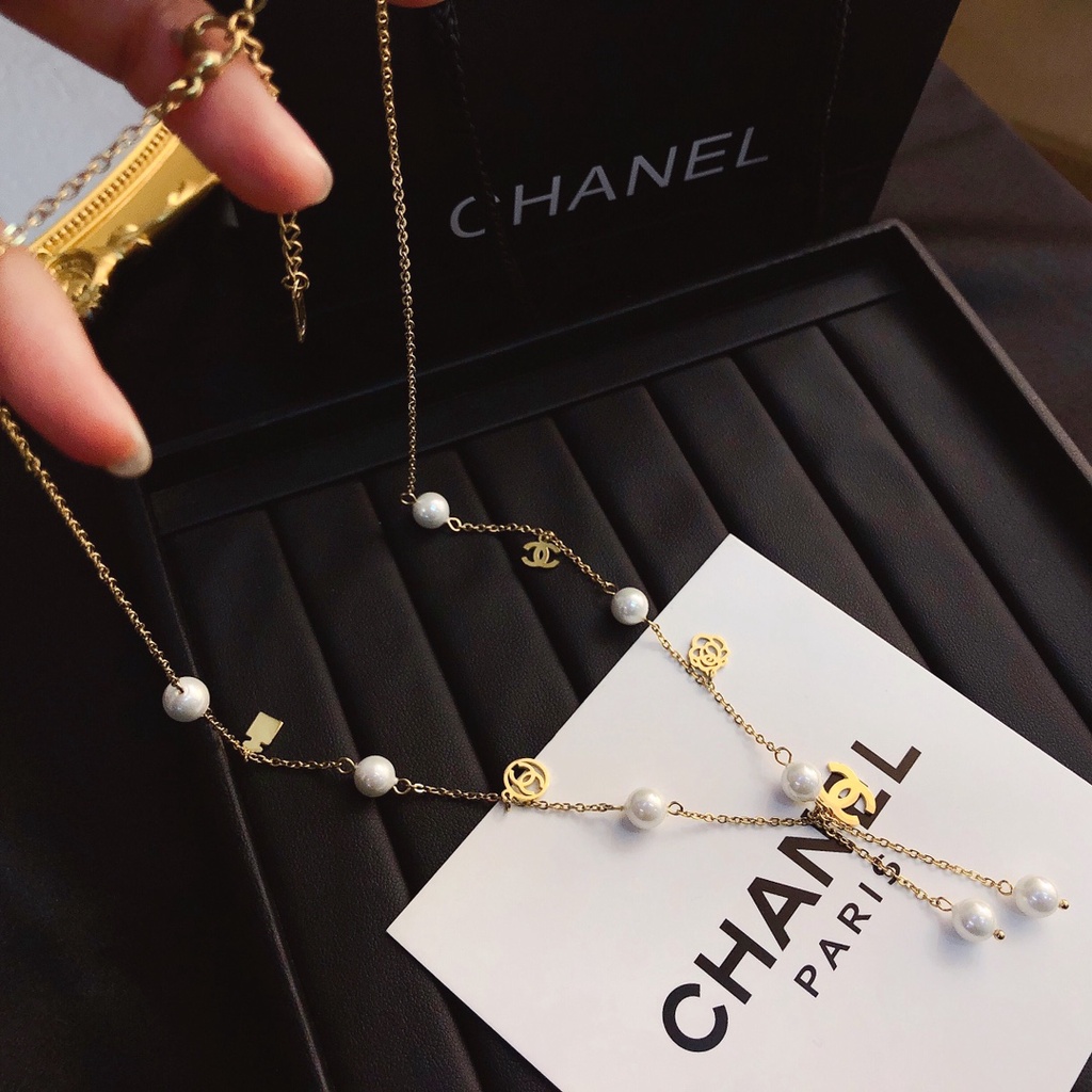 Spot titanium steel] pearl necklace high-end quality, non-decolorization  necklace, waterproof gold necklace # Chanel | Shopee Malaysia