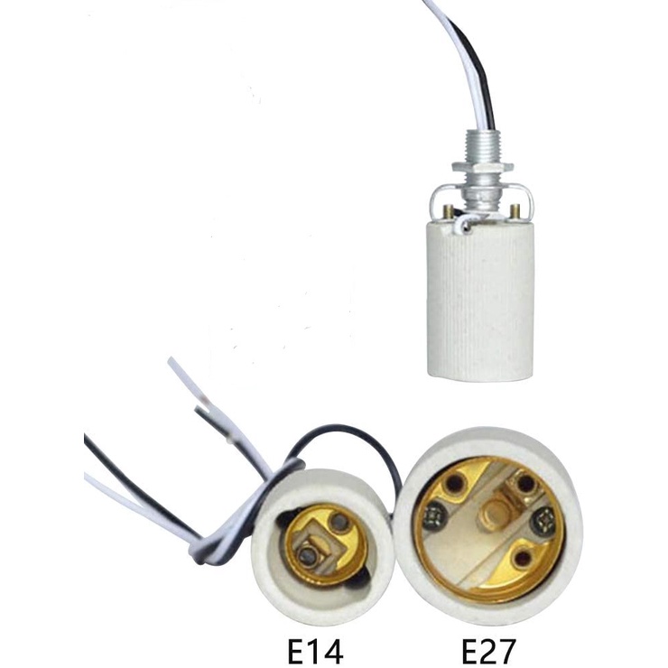 E14 CERAMIC LAMP HOLDER 27MM X 25CM X 37MM / E27 PORCELIN HOLDER / E27
