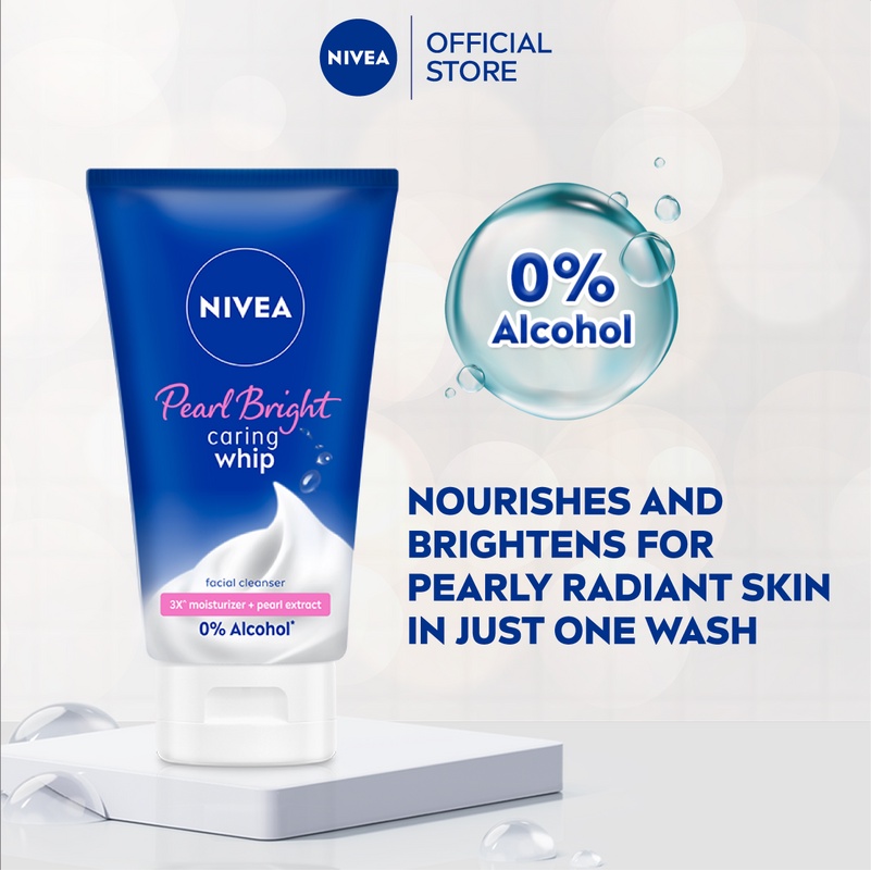 NIVEA Face Pearl Bright Caring Whip Facial Cleanser/ Face Wash ...