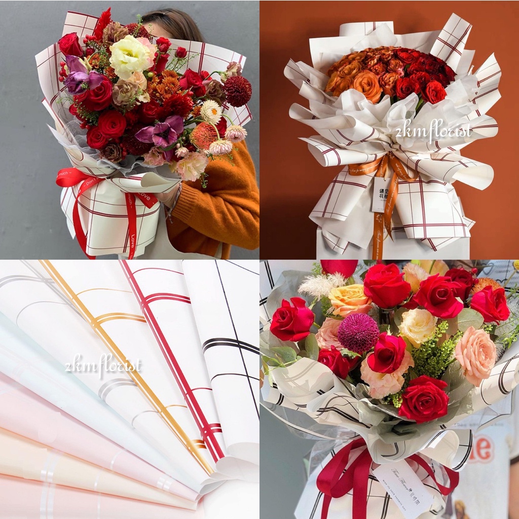 (20PCS) GEOMETRIC LINE Waterproof Flower Wrapping Paper Bouquet Gift ...