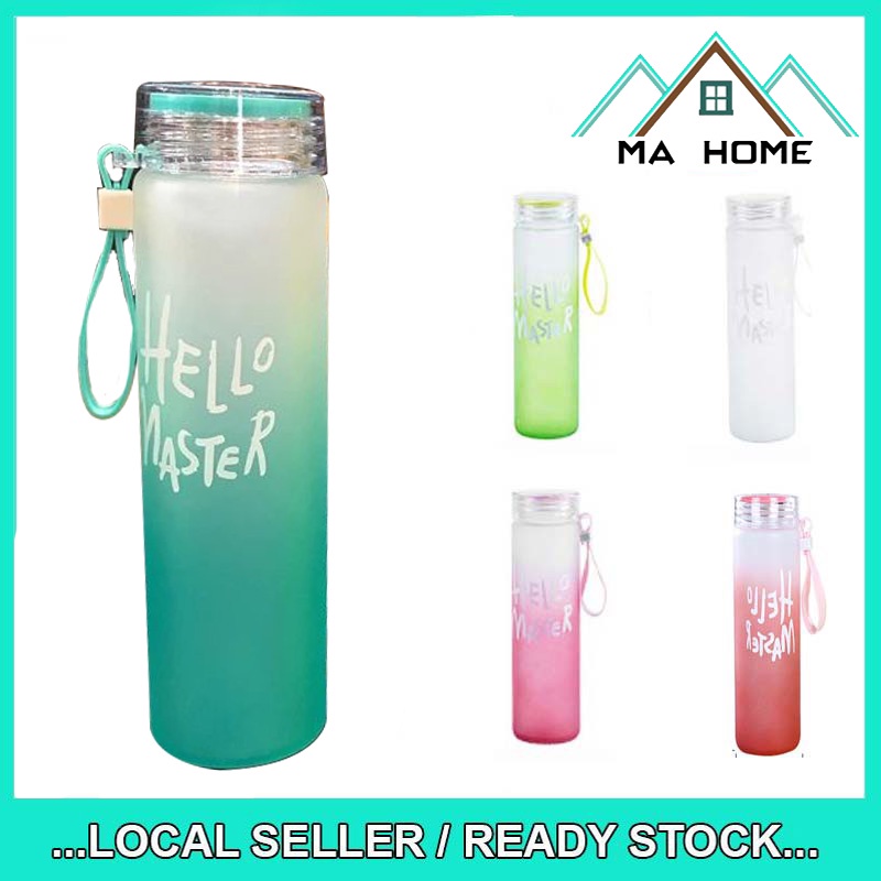 MA Home Trendy Glass Bottle Portable Water Bottle Drinking BPA Free Tumbler Strip Carrier Mug Cup School Office Use