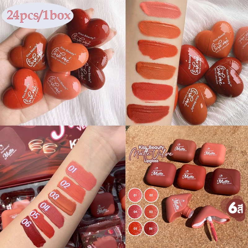 Kiss Beauty Matte Velvet Lip Gloss 1box/24pcs 6 Colors Shopee Malaysia