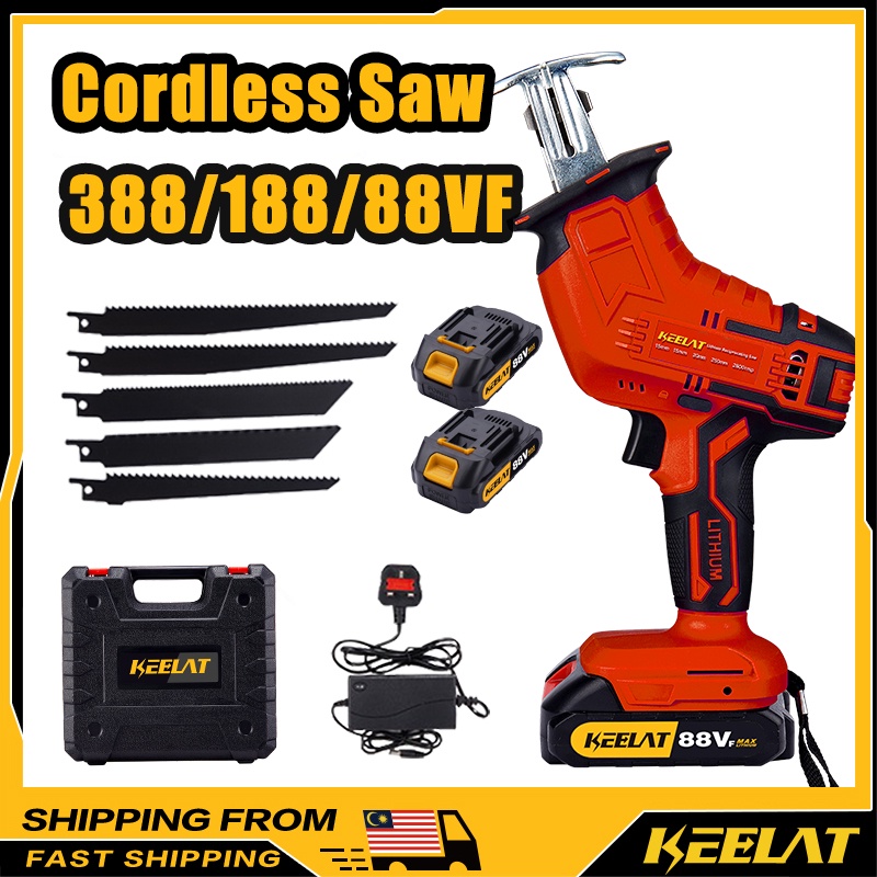 KEELAT Cordless Gergaji Elektrik Reciprocating Saw Table Saw Machine Wood Cutting Jig Saw Mesin