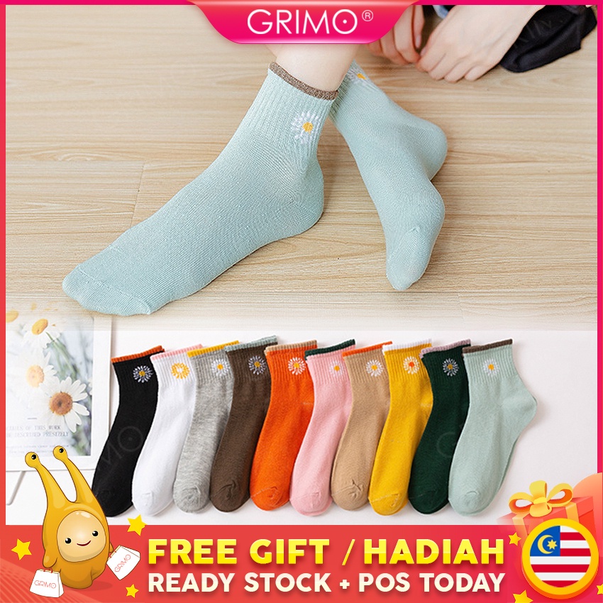 READY STOCKGRIMO Colorful Bordflower Sock Women Man Lady Boy Girl Cute Cartoon Comfort Ankle Stocking Cotton fc11519