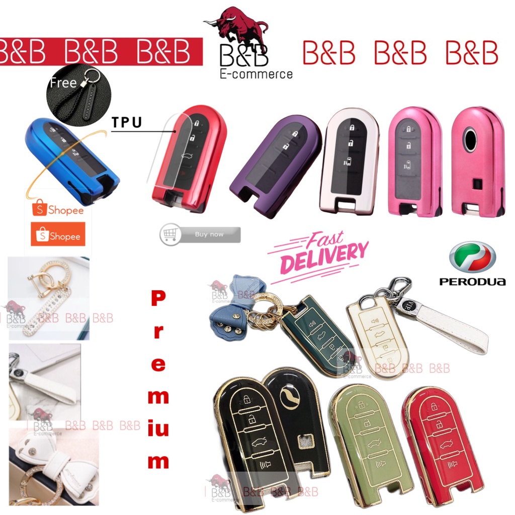 [NEW] Perodua Chrome TPU Car Key Cover MYVI BEZZA AXIA ARUZ Sarung Casing Kunci Remote Case Accessories Keychain