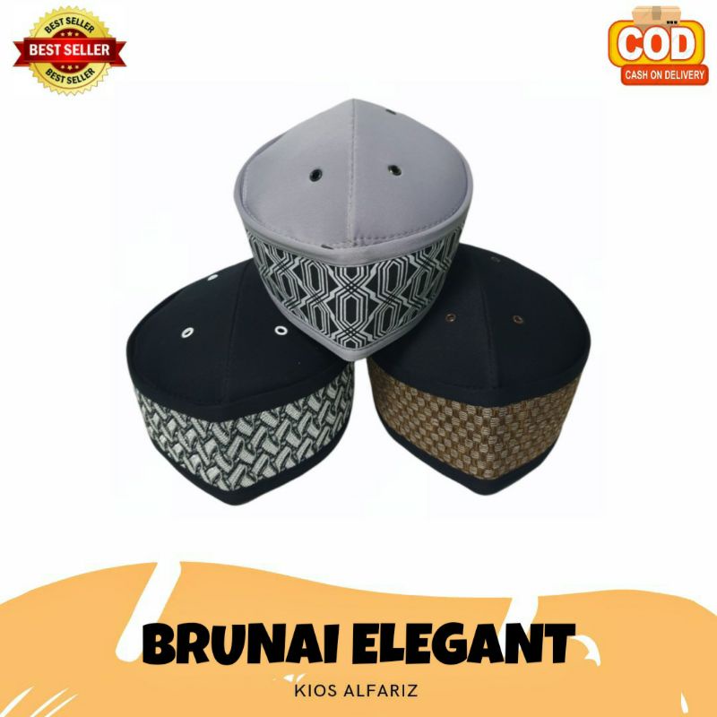 Peci BRUNAI Elegant, Elegant Tiered Skullcap, Songkok Brunei Batik, Peci Haji, Batik Motif Hajj Skullcap