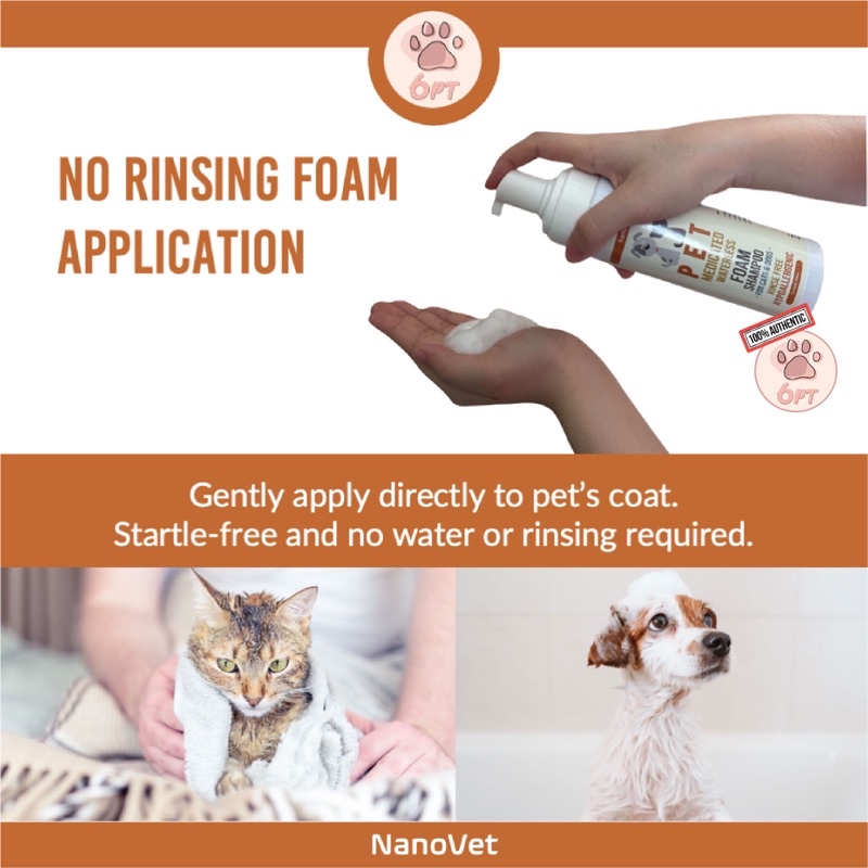 Nanovet No Rinse Waterless Medicated Pet Foam Shampoo 200ml Shopee Malaysia