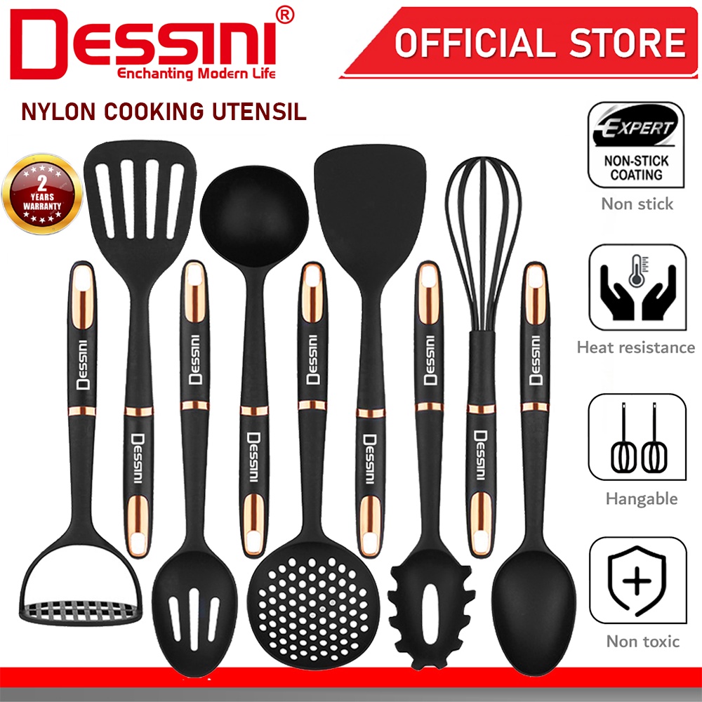 DESSINI ITALY Nylon Utensil Slotted Turner Spoon Skimmer Whisk Spaghetti Server Ladle Masher Spatula Kitchenware Senduk