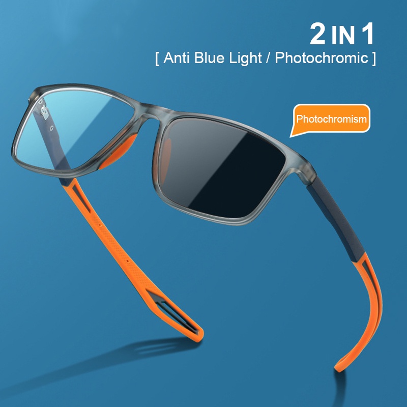 Ultralight TR90 Photochromic Anti Blue Light Sports Glasses for Men