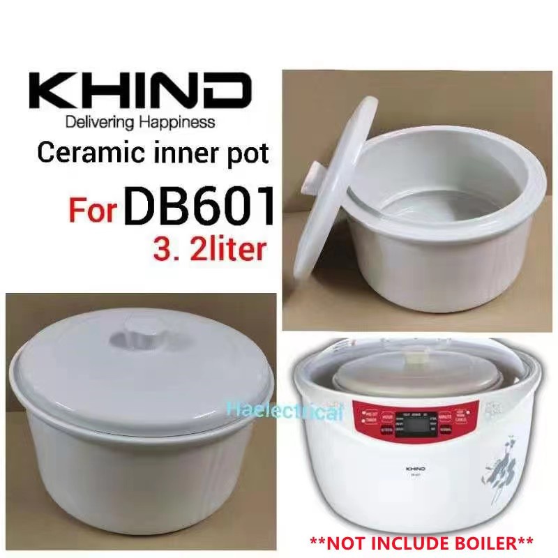 KHIND DB601 Double Boiler Ceramic Pot & Lid DB601 (3.2liter)