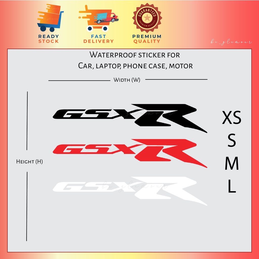 2-Tone GSXR Logo Sticker Set + Reflective Suzuki Emblems – Red/Chrome