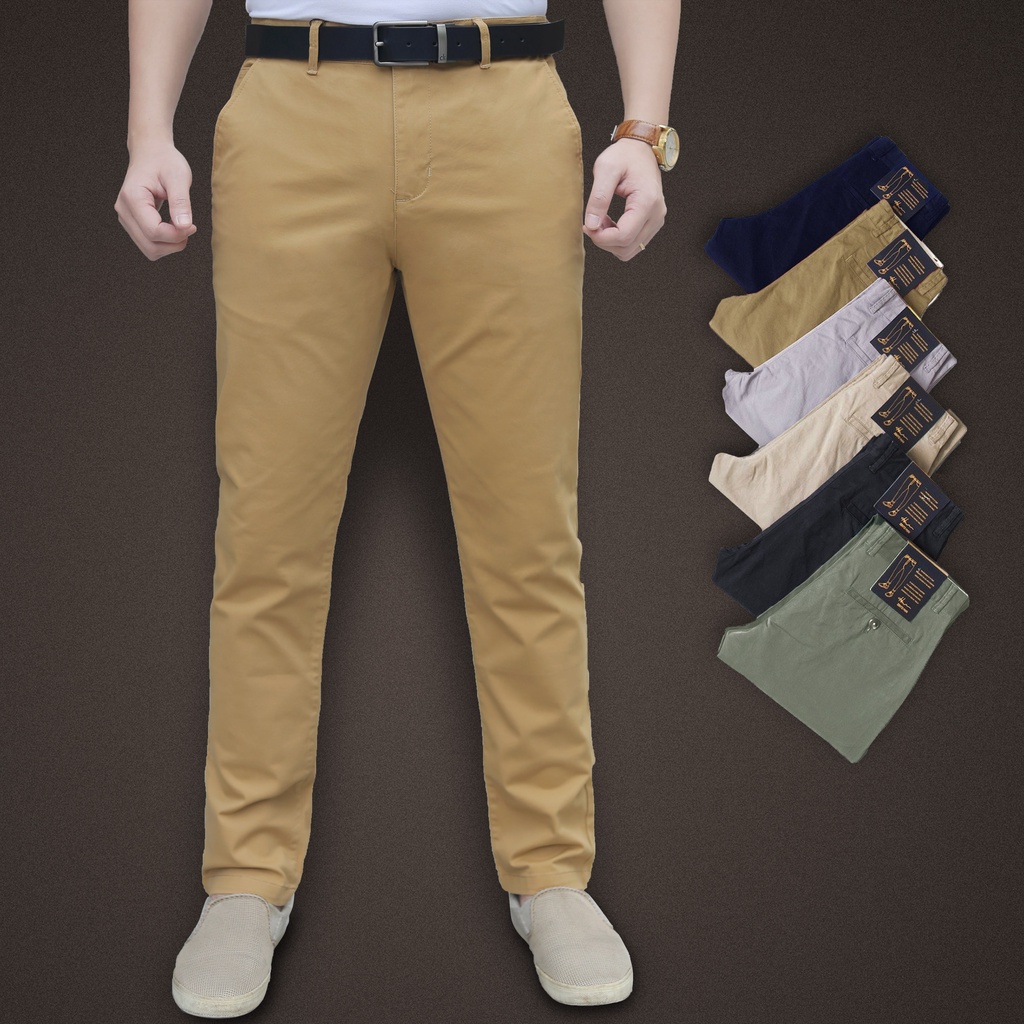 Zentoman plain men's khaki pants with soft, smooth Korean shape, high quality khaki with less