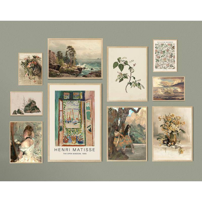 Vintage Gallery Wall Art canvas painting posters Antique Boho Rustic Gallery Wall Print Warm Home Decor