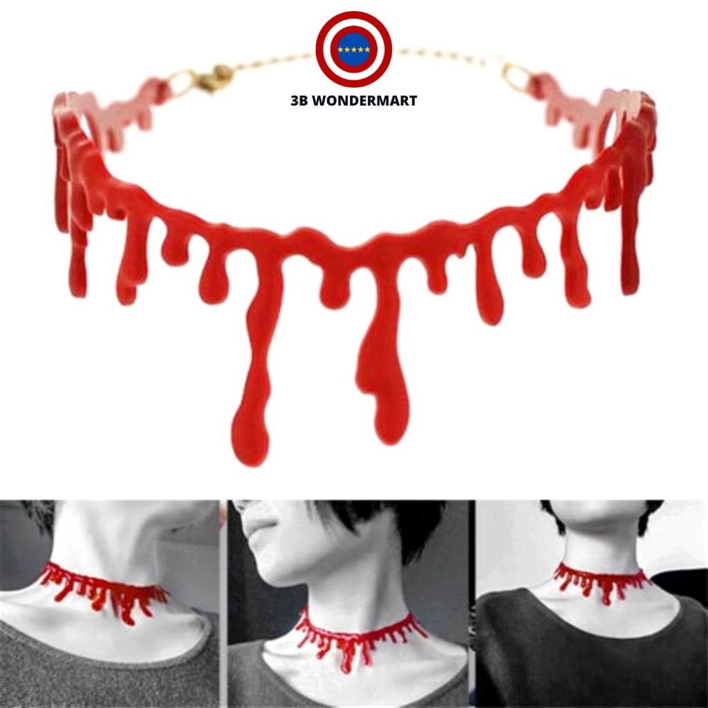 Fake Blood Choker Blood Necklace Masquerade Horror Halloween Costume for Women Adult Zombie Costume