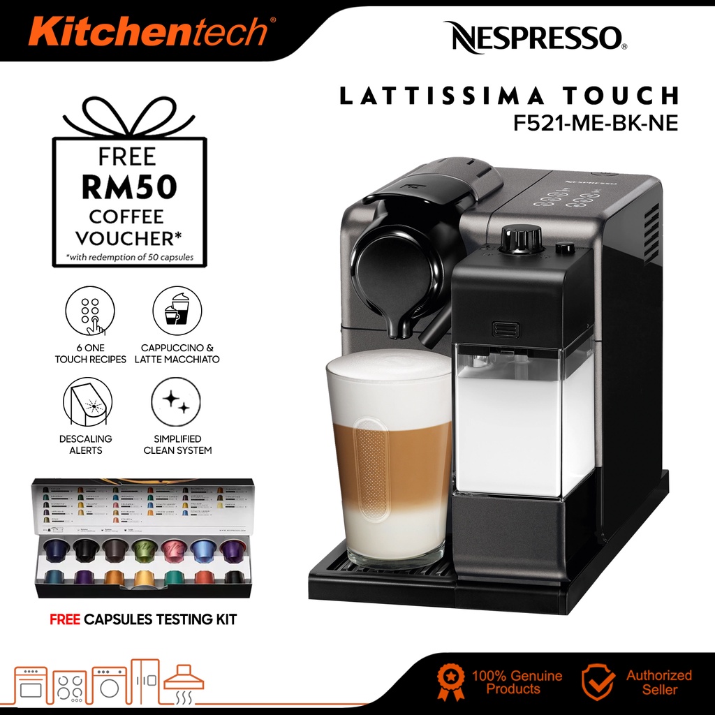 Nespresso F521-ME-BK-NE Lattissima Touch Fully Automatic Capsule Espresso Coffee Machine (Black) - F521MEBKNE