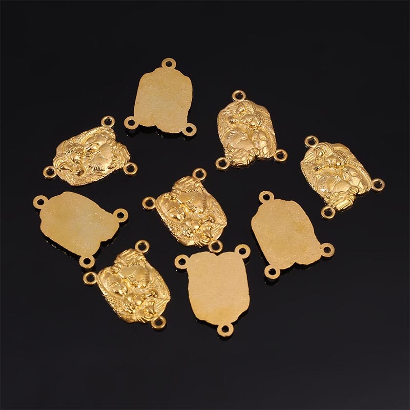 10 Pieces/New Gold Plated Catholic Virgin Mary Center Handmade Crafts, Rosary Center Three Hole Rosary Handmade DIY Medals