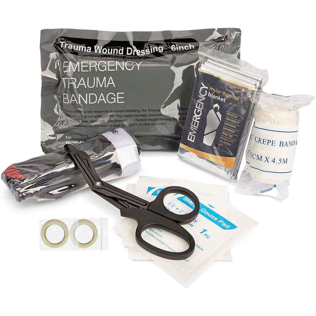 [HOT SELLING]Medical Pack Includes Tourniquet kit,Israeli Bandage,Emergency Blanket, Trauma Shears,Sterile Gauze Pads