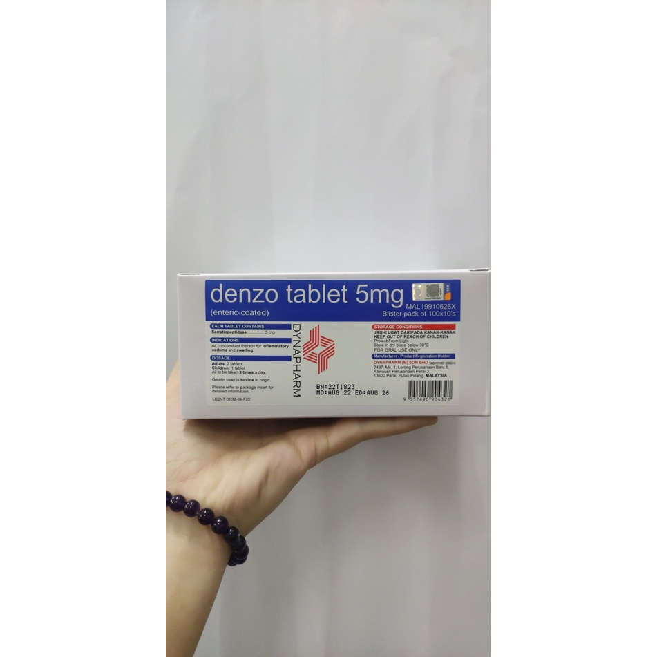 Denzo 5mg Tablet (Serratiopeptidase) Ubat Surut Bengkak Gusi Gigi