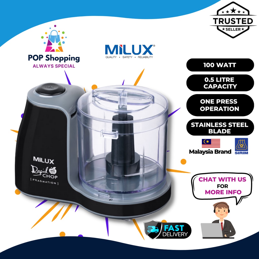 MILUX Food Chopper 0.5L MFC500 / Food Processor / Mini Blender / Rapid Chopper / Easy Work