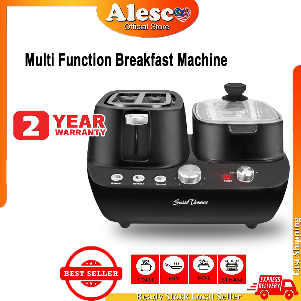 Alescomall Multi Function Breakfast Machine Toast/Steam/Stir/Fry/Toaster/Steamer