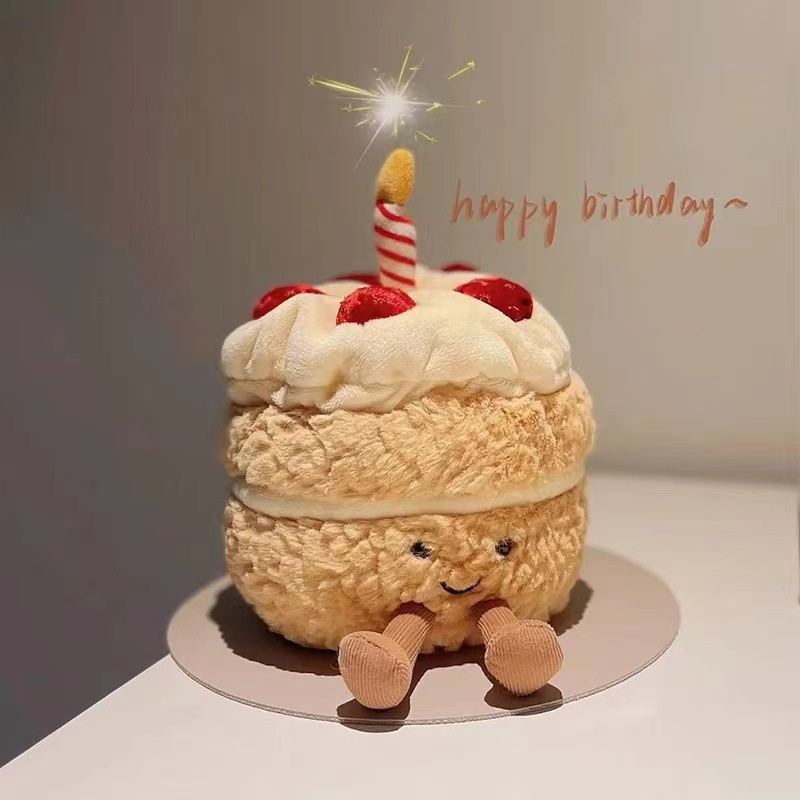 Glowing Birthday Cake Candle Doll With Music Plush Toy Children's Birthday Gifts