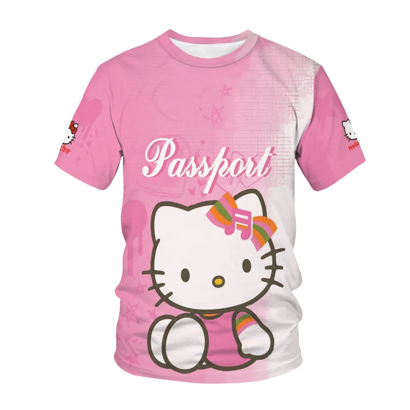 KT Cat 2022 T-Shirt Children's Clothing Short-Sleeved Animation Merchandise Two-Dimensional Men Women Summer Casual Clothes Top 3d