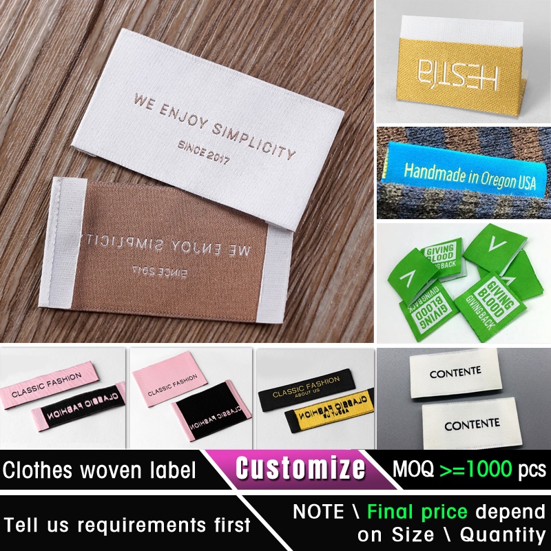 personalized woven label collar tag garment etiketa label clothing tag ribbon cotton polyester label