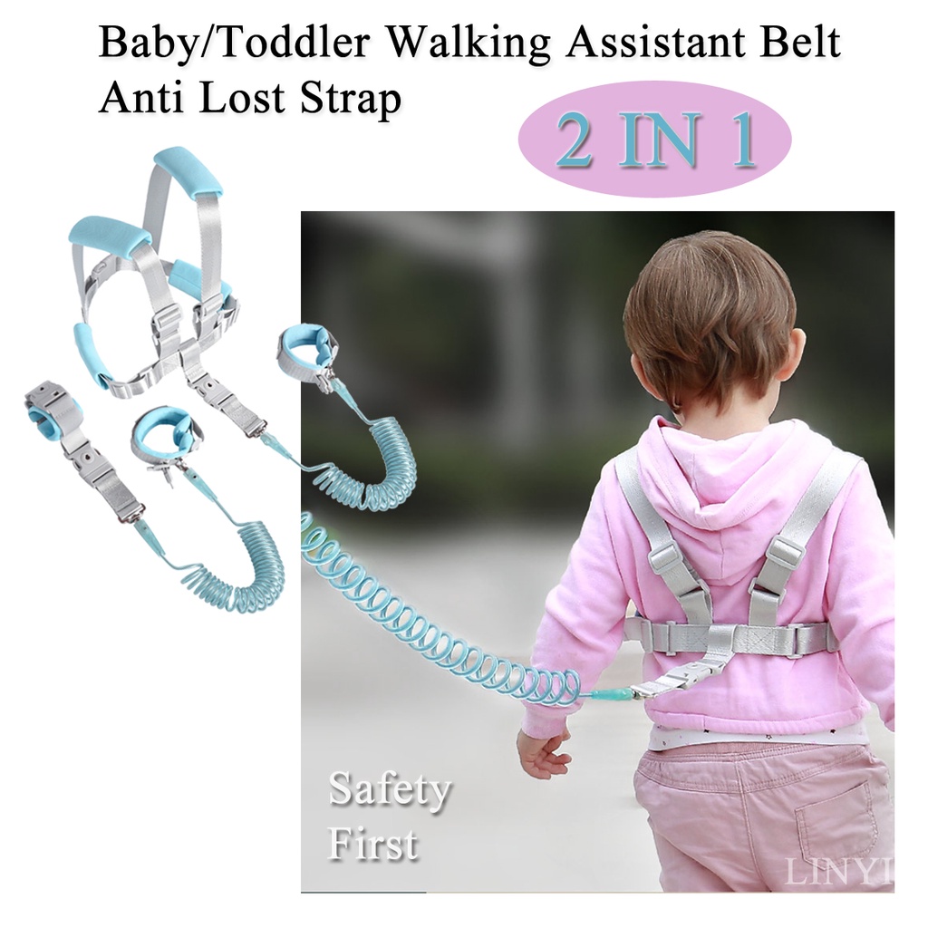 Mother Baby Harness Learning Walk Rope Toddler Backpack Leash Walking Assistant Child Anti Lost Holder Kids Safety Hand 2 IN 1 Traction Rope Belt Bracelet Shoulder Wrist Band Tali Anak Dan Ibu ikat budak Baby Berjalan Keselamatan Kanak 儿童背带防丢牵引绳安全防走失手