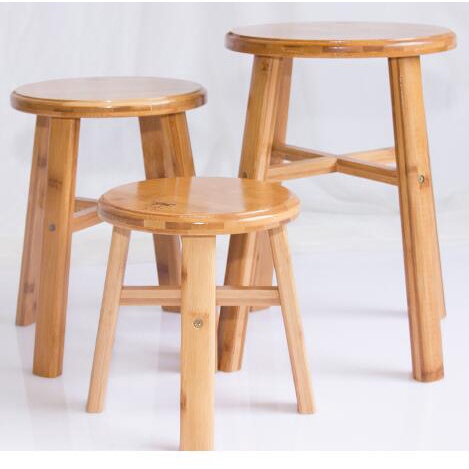 READY STOCK Small Chair Furniture Bamboo Wood children Square Round Stool natural Home Design