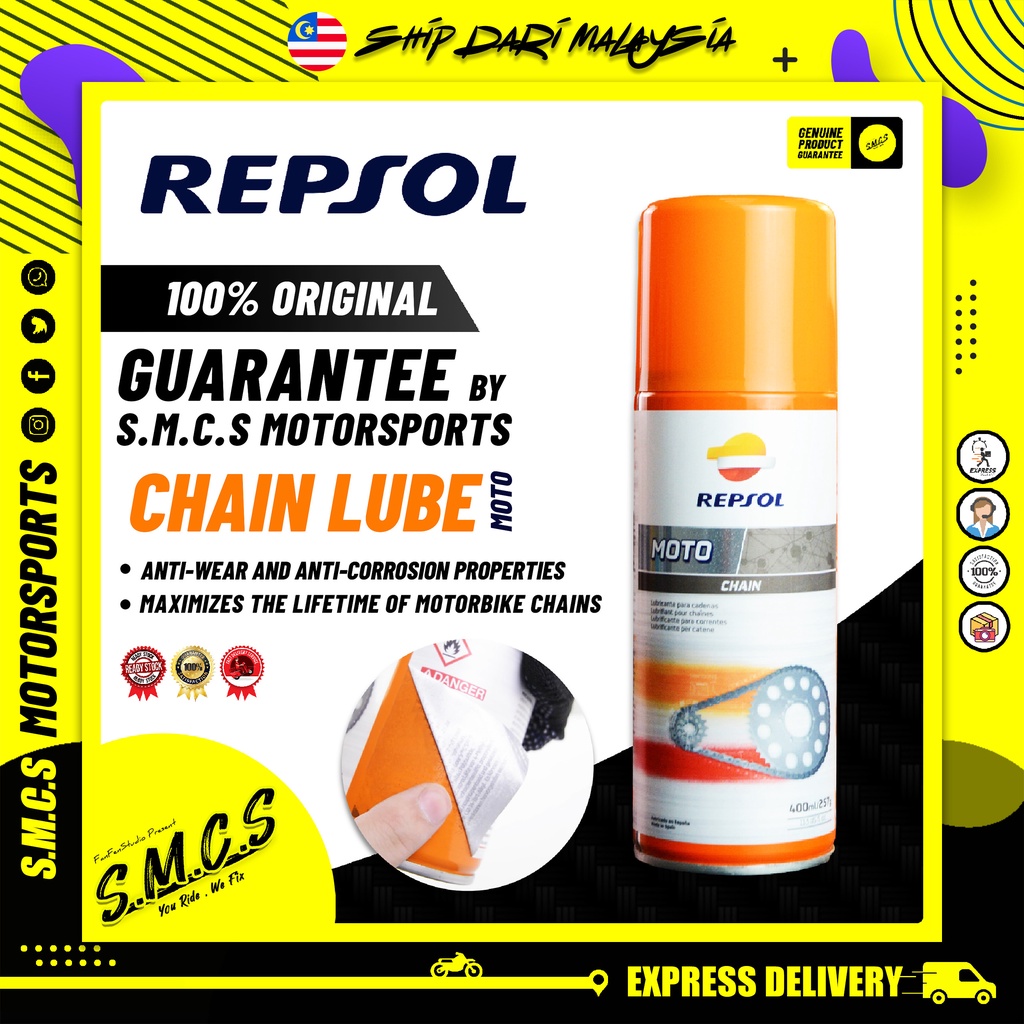 REPSOL CHAIN LUBE MOTO [400ML] SPRAY RANTAI MINYAK REPSOL MOTOSIKAL