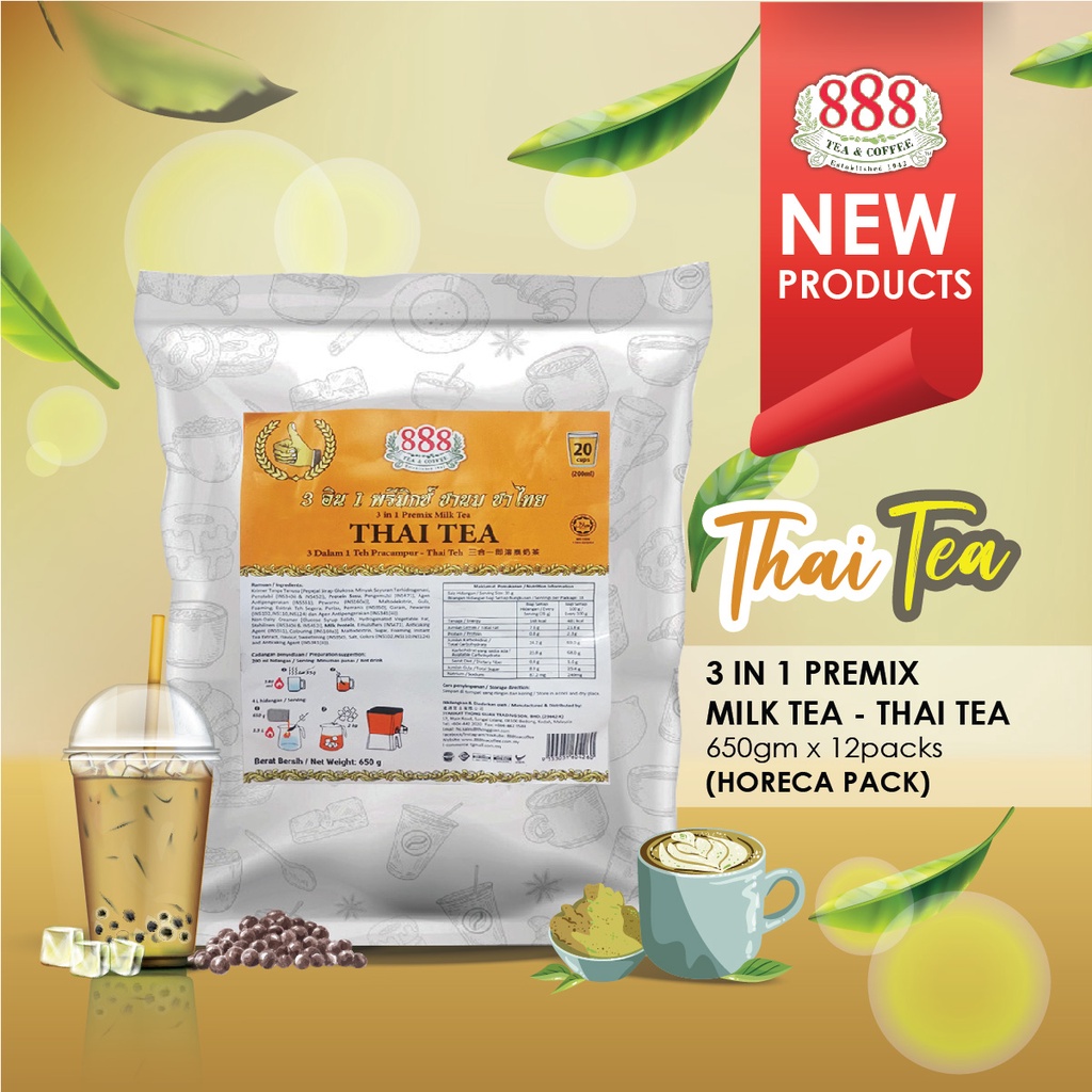 888 - 3 IN 1 PREMIX MILK TEA - THAI TEA ORIGINAL - 650g