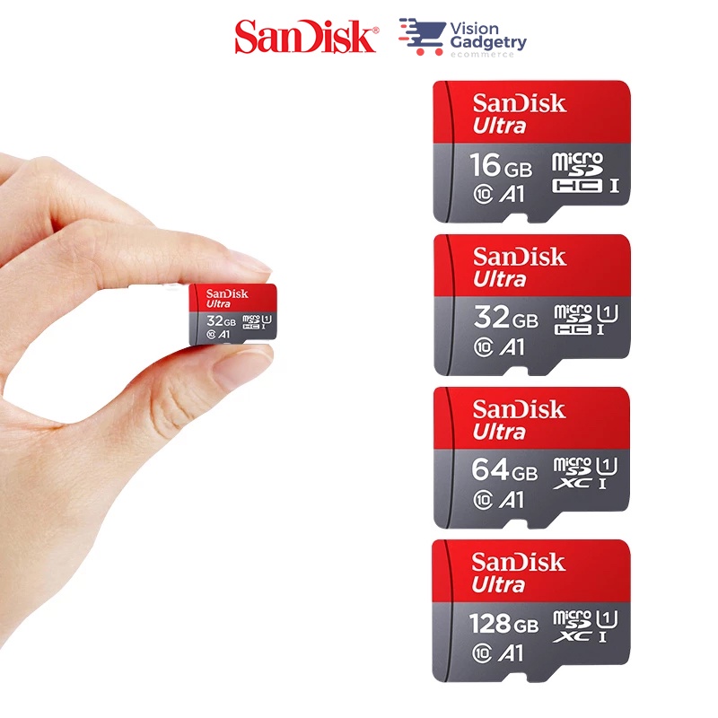 SanDisk Ultra Class 10 Micro SD Card 150MBS 140MBS 120MBS 98MBS A1 (16GB/32GB/64GB/128GB/256GB)