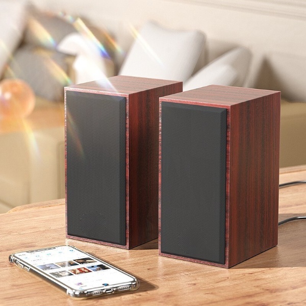 Wooden Computer Audio Leerfei D091 Desktop PC Speakers Laptop Desktop