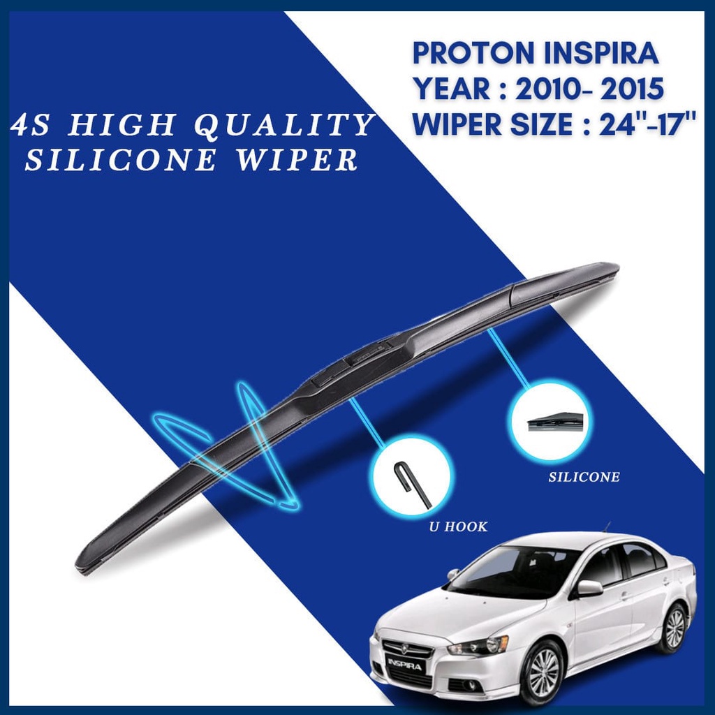 Proton Inspira silicone car Wiper Blades, year 20102015 ( 1 pair Size 24"/17" ) Shopee Malaysia